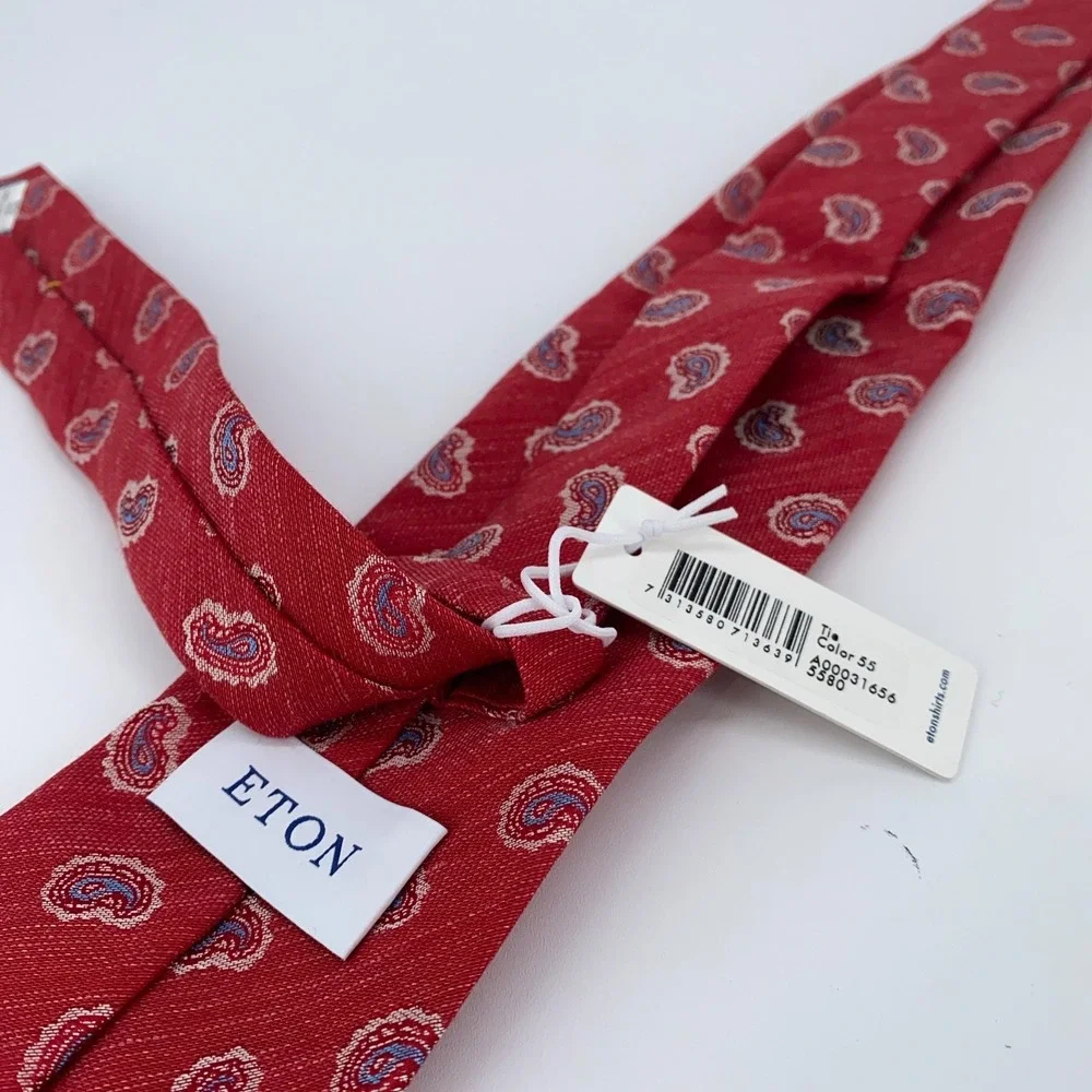 Eton Tie Mens One Size Red‎ Paisley Professional Classic Necktie Italy Made NWT